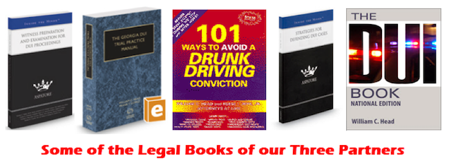 Atlanta DUI Lawyers William Head, Cory Yager and Larry Kon. GA DUI Attorneys and Legal Book Authors on fighting DUI cases for clients; our three award-winning Georgia Drunk  Driving Defense Lawyers are the leaders of the DUI attorneys in Georgia for law book publications.