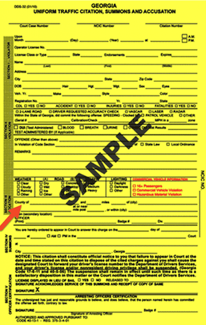 This is a sample Johns Creek traffic citation form that police officers issue if you violate any Georgia traffic law. If you were arrested for DUI bring all paperwork, including citations, to your free initial consultation with criminal attorney Larry Kohn.