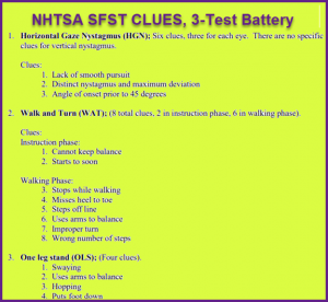 DUI Field Sobriety Test Clues