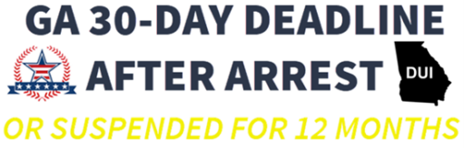 The Georgia 30-day deadline to file for an administrative license hearing and appeal is a 30 day warning after a DUI arrest which must be filed by your attorney, or your driver's license will be suspended for up to one year.