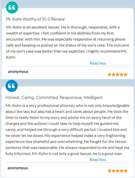 Larry Kohn is an Atlanta drunk driving lawyer with over 600 5-star reviews on AVVO, a well-respected lawyer directory and rating service.