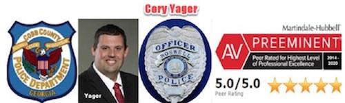 GA DUI lawyer Cory Yager was a former police officer with 2 different police departments before becoming a top criminal defense lawyer.