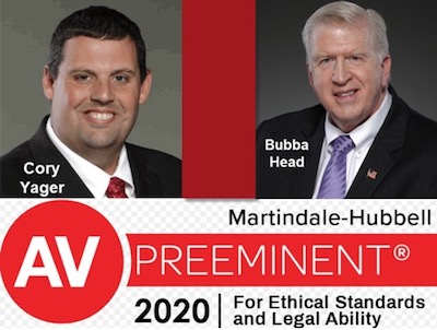 Cory Yager and William Head have both enjoyed the highest possible Martindale-Hubbell attorney ratings, at AV and ranked as Preeminent
