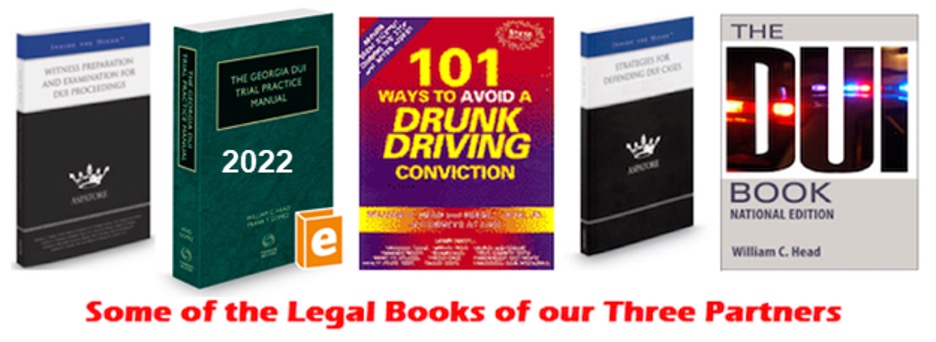Our Atlanta DUI lawyers have written legal books on 101 ways to avoid=d a drunk driving conviction by attorney Bubba Head who is partners with Lorry Kohn and Cory Yager.