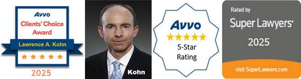 Smyrna GA criminal defense lawyer Larry Kohn has over 600 5-star ratings by AVVO, and also a Client's Choice Award for 2025.