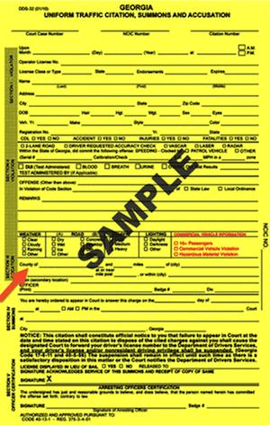 This is a sample Johns Creek traffic citation form that police officers issue if you violate any Georgia traffic law. If you were arrested for DUI bring all paperwork, including citations, to your free initial consultation with criminal attorney Larry Kohn.