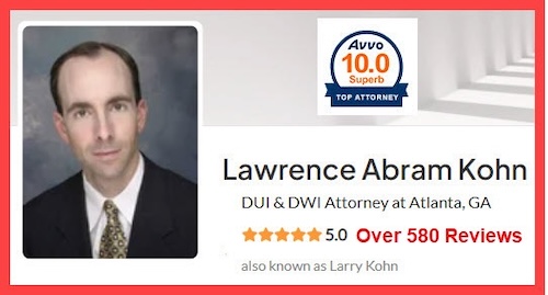 Atlanta criminal lawyer Larry Kohn is a legal book author, and has been selected one of the Best Lawyers in America. Larry has received over 500 AVVO 5-star reviews from clients he has defended for almost 30 years. He handles DUI, sex crimes, domestic violence, and assault cases.