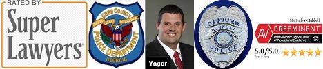 Atlanta criminal defense lawyer Cory Yager is rated as a Super Lawyer and as AV Preeminent 5 Stars by Martindale-Hubbell, the nation's oldest lawyer rating service. Cory also was a cop in Cobb County and in the City of Roswell.